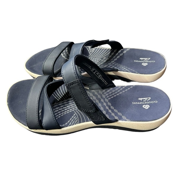 CLARKS BY CLOUDSTEPPERS navy blue comfortable marine sunmazr coast sandals sz 11 - Picture 6 of 7